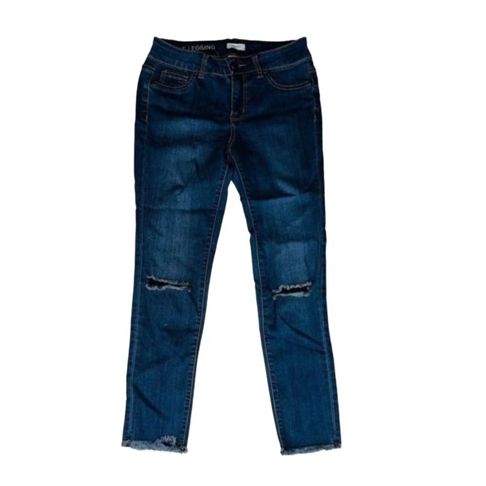 Blue Asphalt Perfect Ankle Legging Jeans Ripped Knees Size M